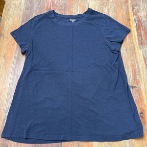 Athleta Navy Organic Daily Crew Short Sleeve Tee XL Basic Solid
